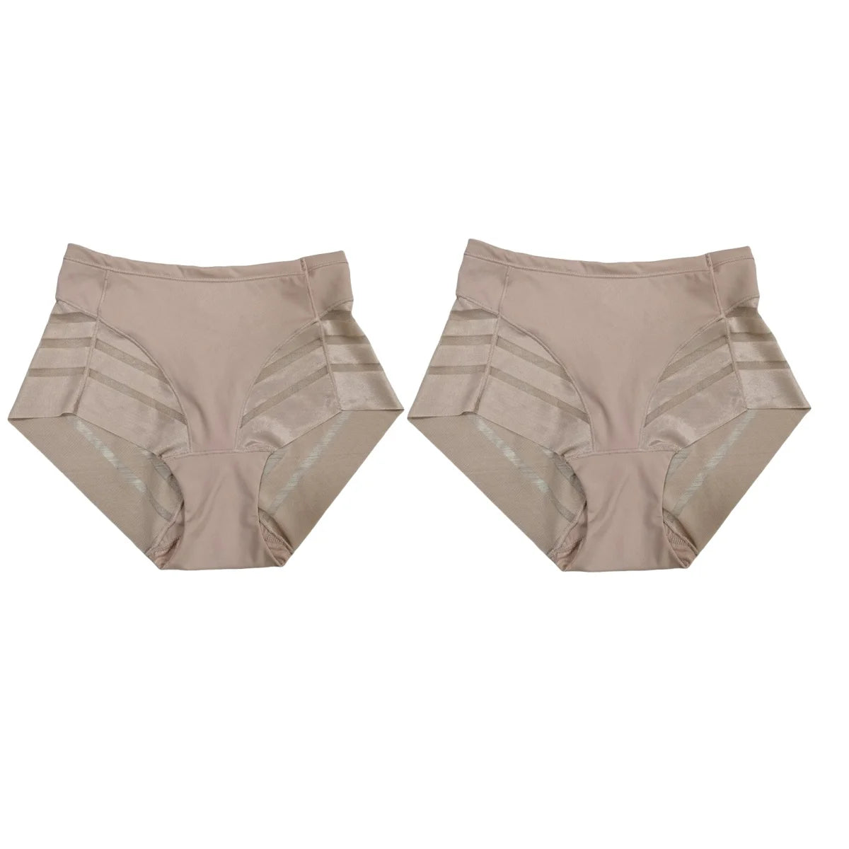 2PCS/Set Women Panties High Rise Briefs Tummy Control Shapewear Ice Silk Mesh Elastic Female Sexy Lingerie Seamless Underwear