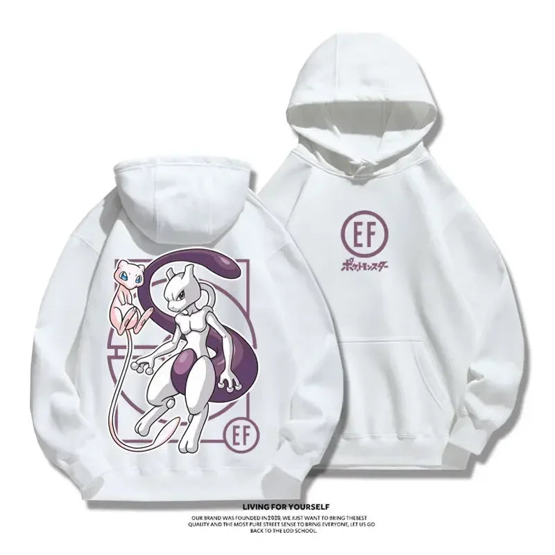 2024 New Pokemon Gengar Pikachu Couple Hoodies Sweatshirt Tracksuit Sports Sweatshirt Winter Retro Harajuku Casual Loose Jumper