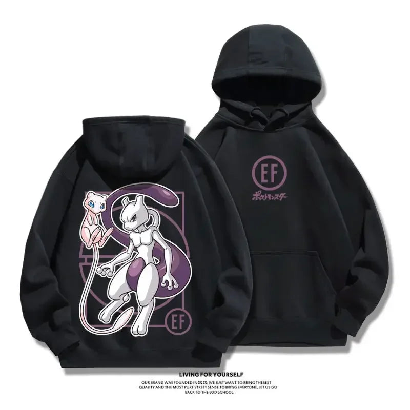2024 New Pokemon Gengar Pikachu Couple Hoodies Sweatshirt Tracksuit Sports Sweatshirt Winter Retro Harajuku Casual Loose Jumper
