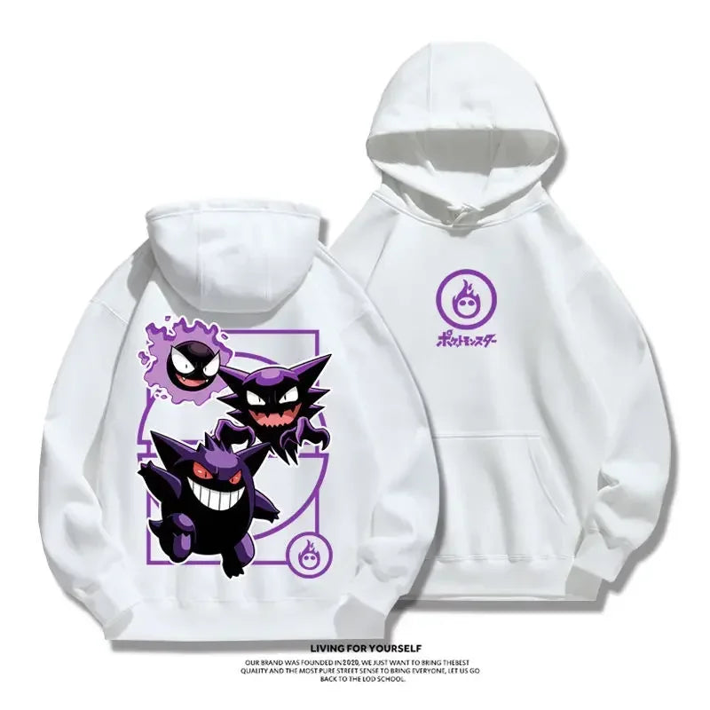 2024 New Pokemon Gengar Pikachu Couple Hoodies Sweatshirt Tracksuit Sports Sweatshirt Winter Retro Harajuku Casual Loose Jumper
