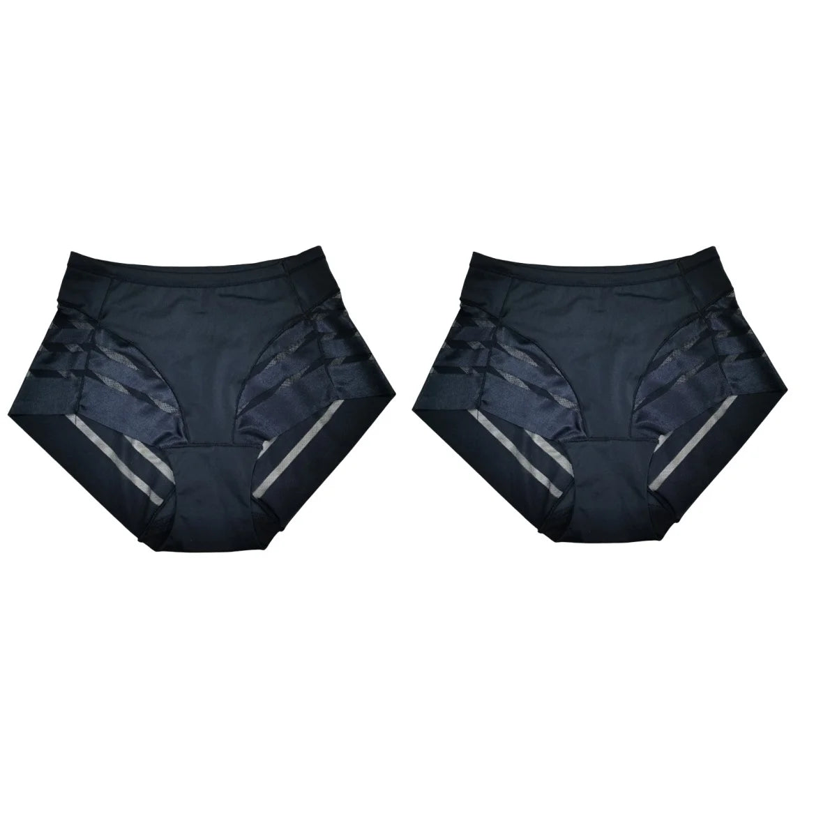 2PCS/Set Women Panties High Rise Briefs Tummy Control Shapewear Ice Silk Mesh Elastic Female Sexy Lingerie Seamless Underwear