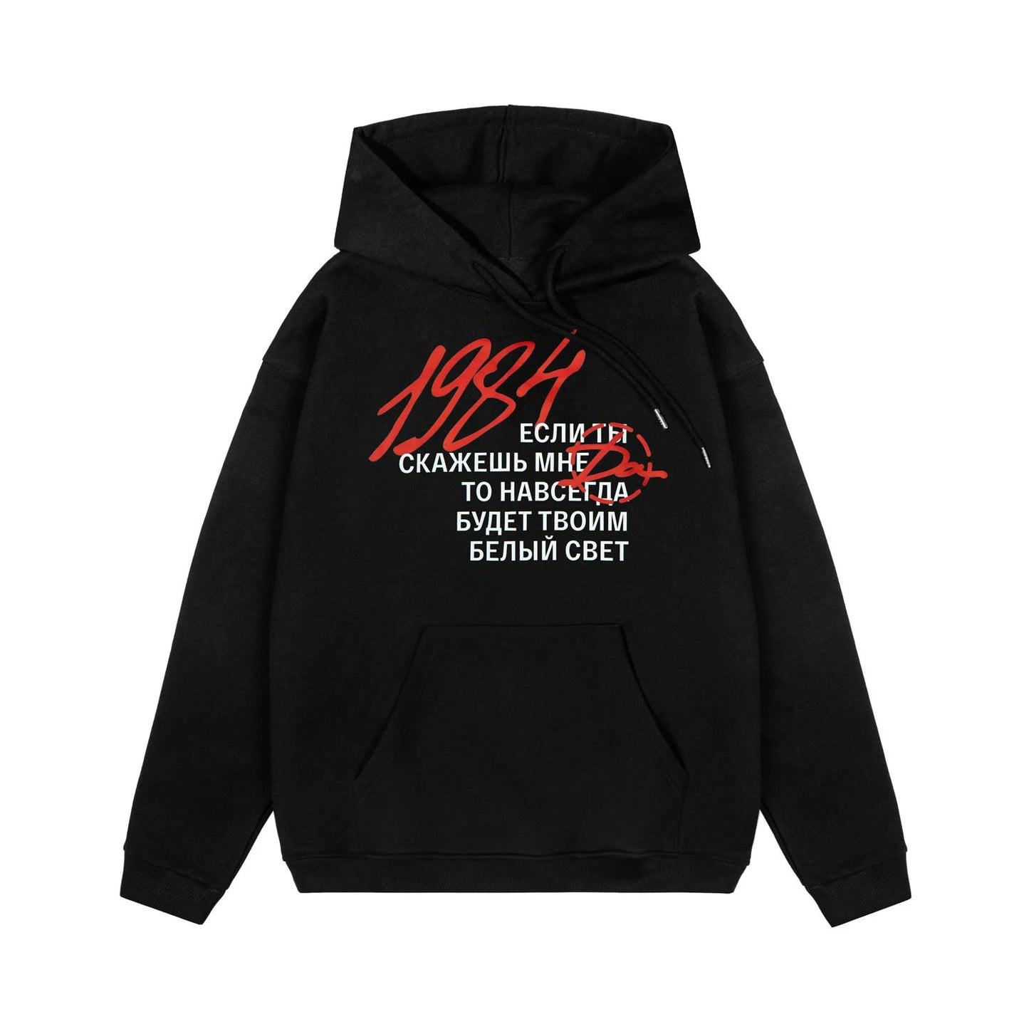 Harajuku Streetwear Pullovers Men's Hoodies 1984 Graphic Letter Print Hooded Loose Sweatshirts Hip Hop Aesthetic Tops Gothic Y2k